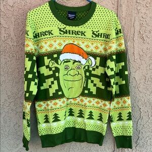 Ugly Christmas Sweater S Dreamworks Shrek Green Holiday Party Crewneck Sweater